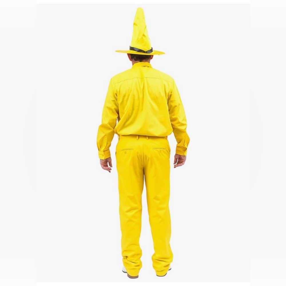 Men's Yellow Costume Suit with Polka Dot Tie and Pointed Hat - Picture 2 of 8